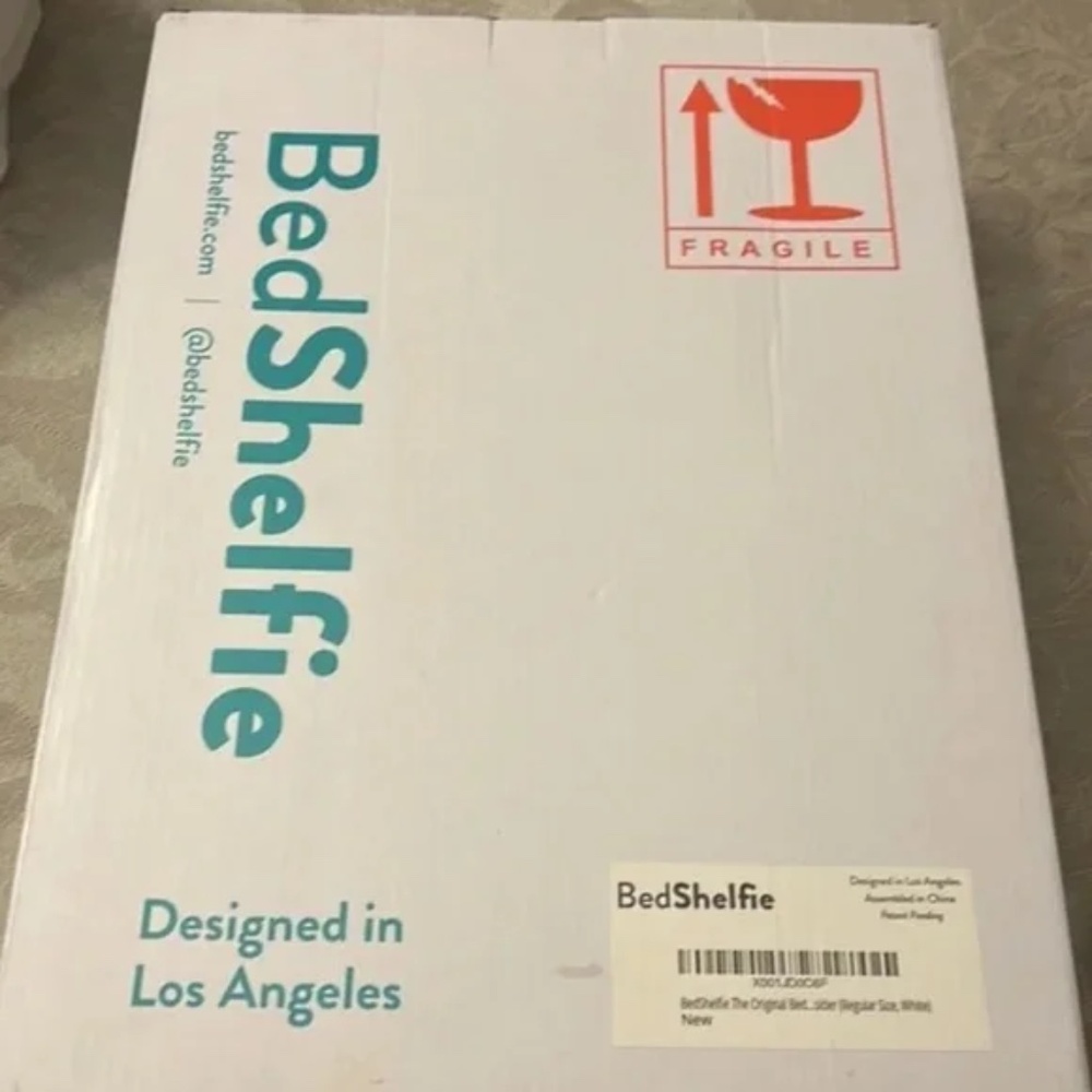 BEDSHELFIE screw on bed shelf. Never used. White. Perfect for college or home.